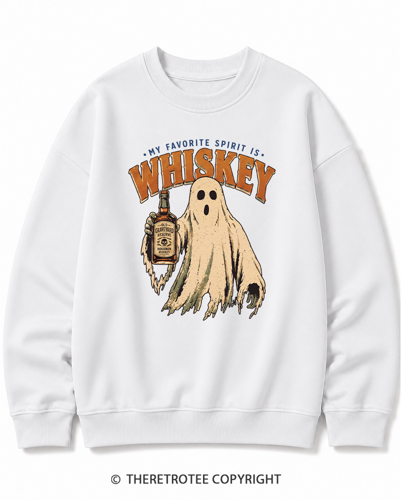 TheRetroTee My Favorite Spirit is Whiskey 1970s Halloween Halloween Cotton Sweatshirt
