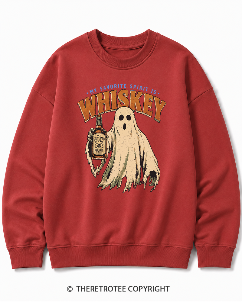 TheRetroTee My Favorite Spirit is Whiskey 1970s Halloween Halloween Cotton Sweatshirt
