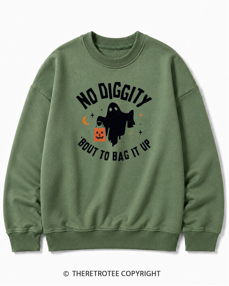 TheRetroTee No Diggity, Bout to Bag It Up 2000s Halloween Cotton Sweatshirt