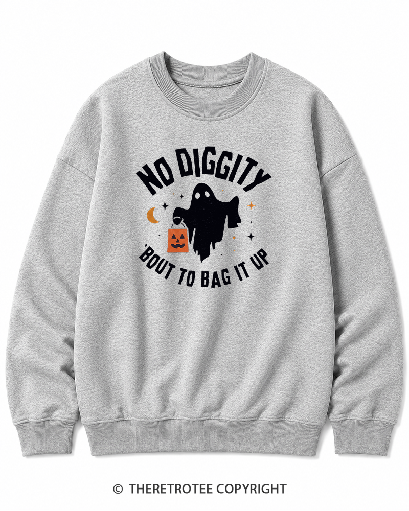 TheRetroTee No Diggity, Bout to Bag It Up 2000s Halloween Cotton Sweatshirt