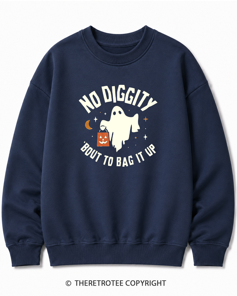 TheRetroTee No Diggity, Bout to Bag It Up 2000s Halloween Cotton Sweatshirt