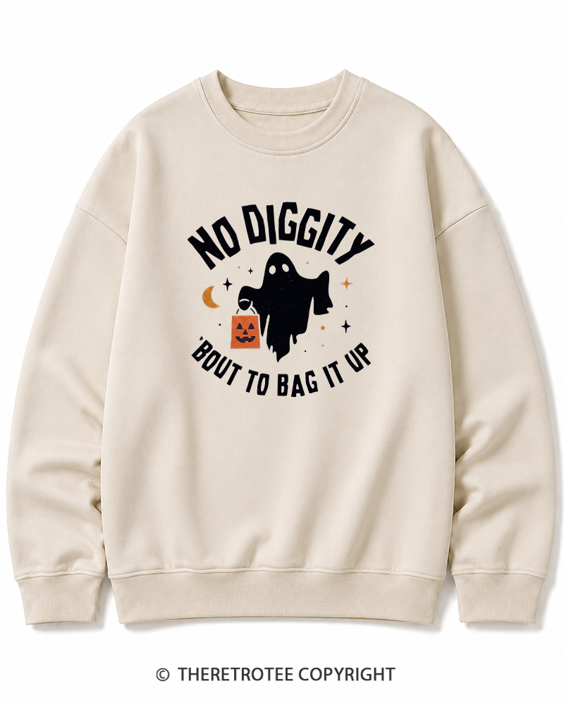 TheRetroTee No Diggity, Bout to Bag It Up 2000s Halloween Cotton Sweatshirt