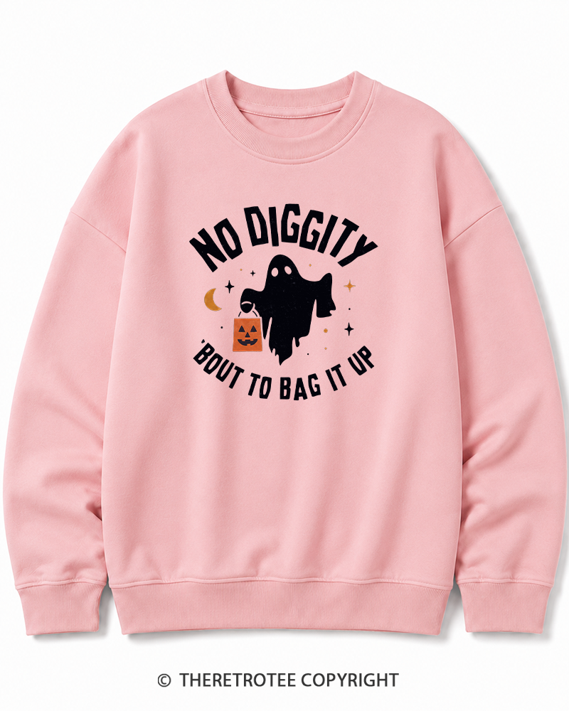 TheRetroTee No Diggity, Bout to Bag It Up 2000s Halloween Cotton Sweatshirt