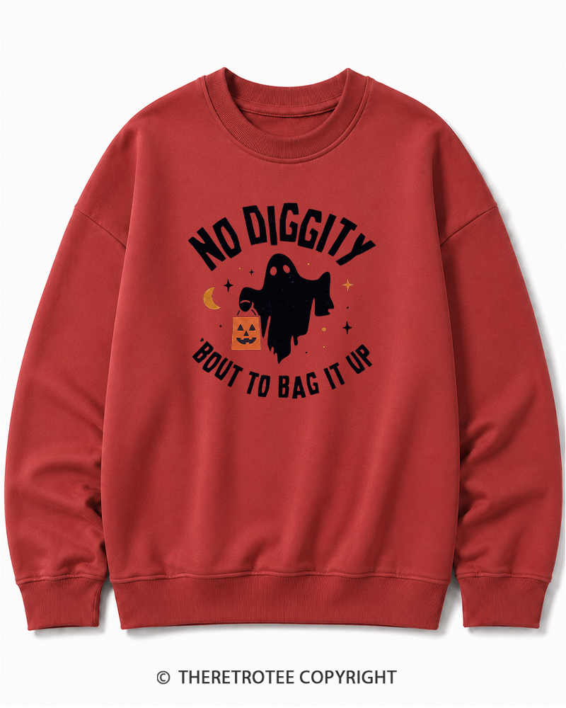TheRetroTee No Diggity, Bout to Bag It Up 2000s Halloween Cotton Sweatshirt