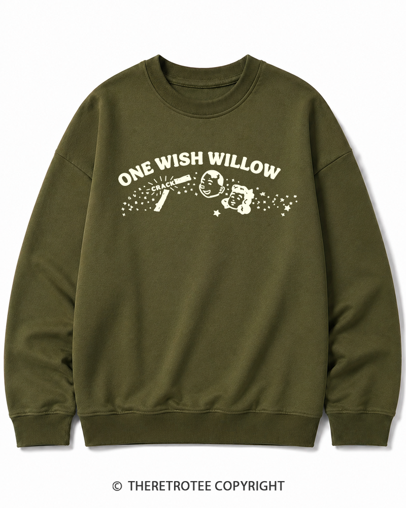TheRetroTee One Wish Willow Vintage Halloween Vintage Halloween Cotton Sweatshirt