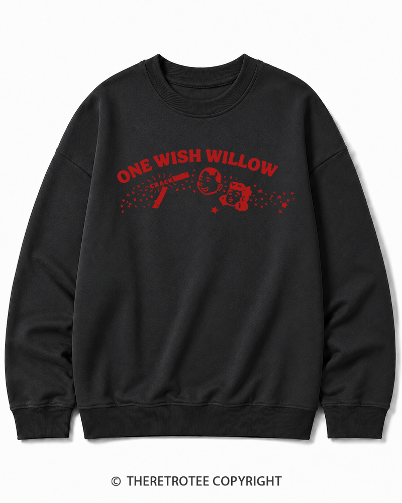 TheRetroTee One Wish Willow Vintage Halloween Vintage Halloween Cotton Sweatshirt
