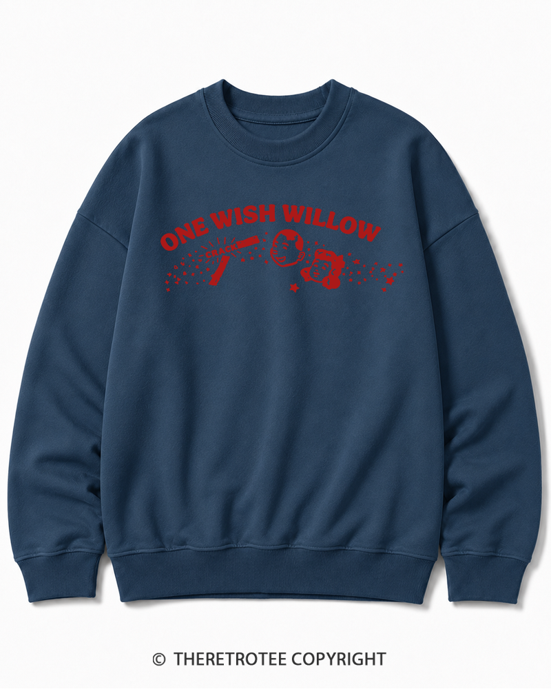 TheRetroTee One Wish Willow Vintage Halloween Vintage Halloween Cotton Sweatshirt