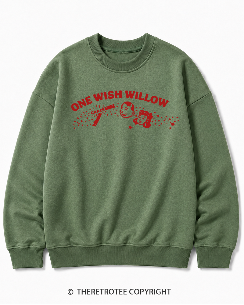 TheRetroTee One Wish Willow Vintage Halloween Vintage Halloween Cotton Sweatshirt