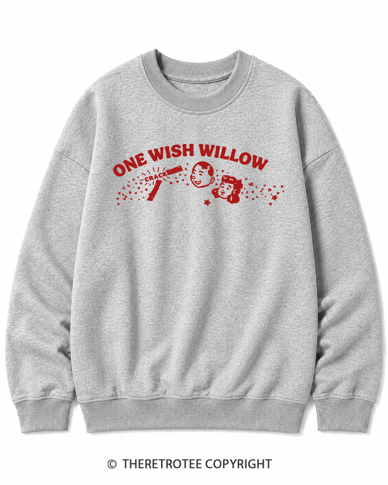 TheRetroTee One Wish Willow Vintage Halloween Vintage Halloween Cotton Sweatshirt