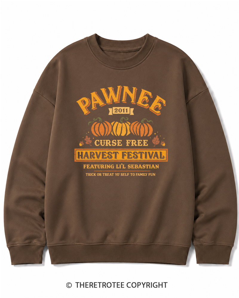 TheRetroTee Pawnee Vintage Harvest Festival Graphic Halloween Halloween Cotton Sweatshirt