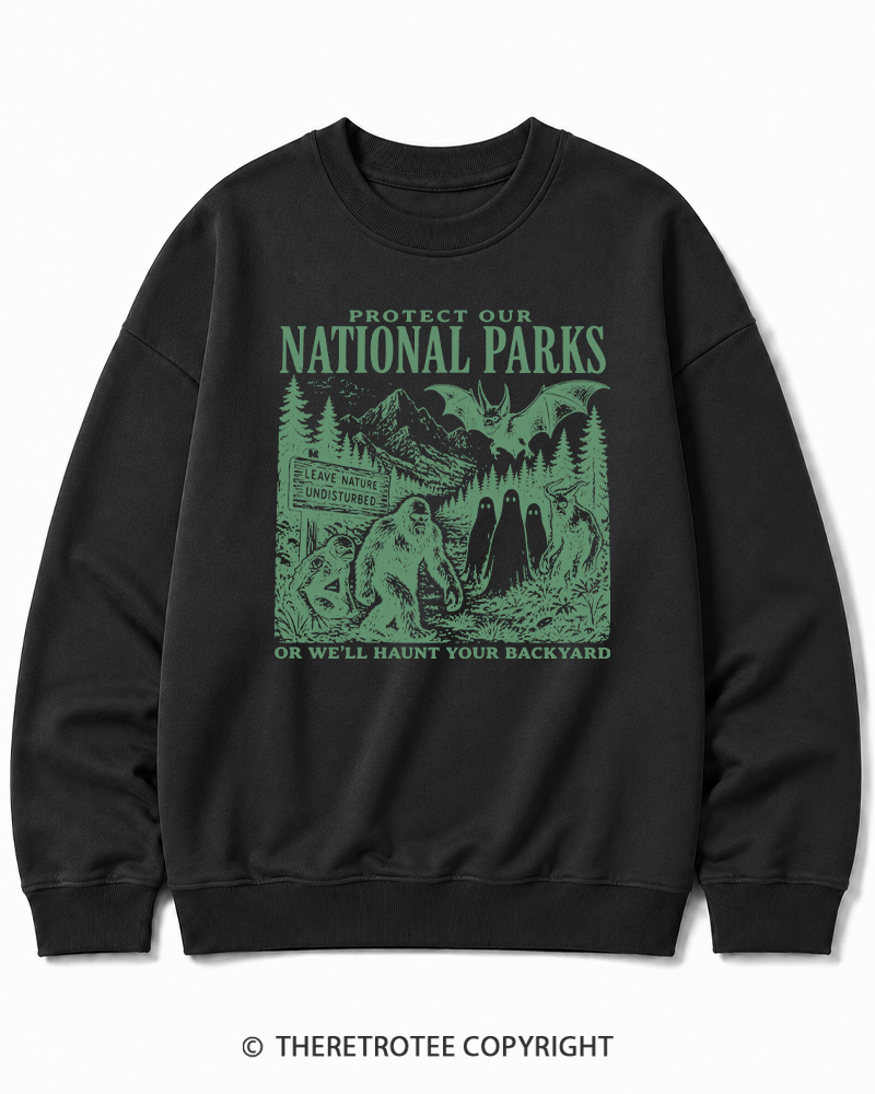 TheRetroTee Protect Our National Parks Halloween Cotton Sweatshirt