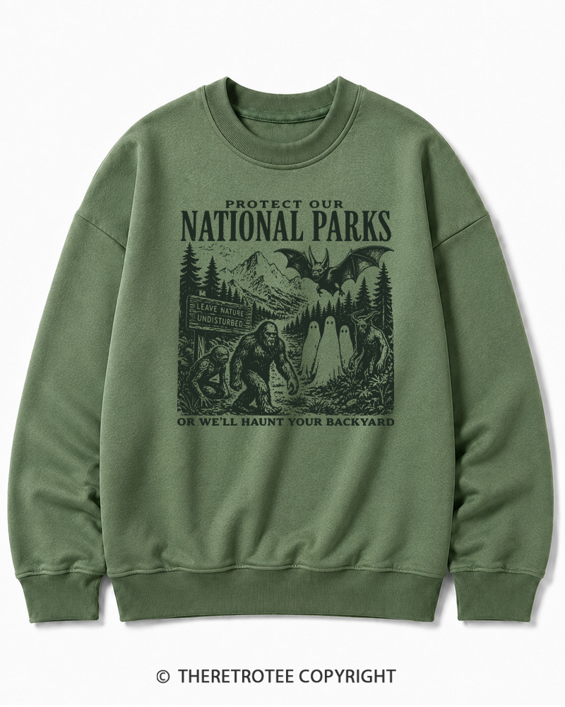 TheRetroTee Protect Our National Parks Halloween Cotton Sweatshirt