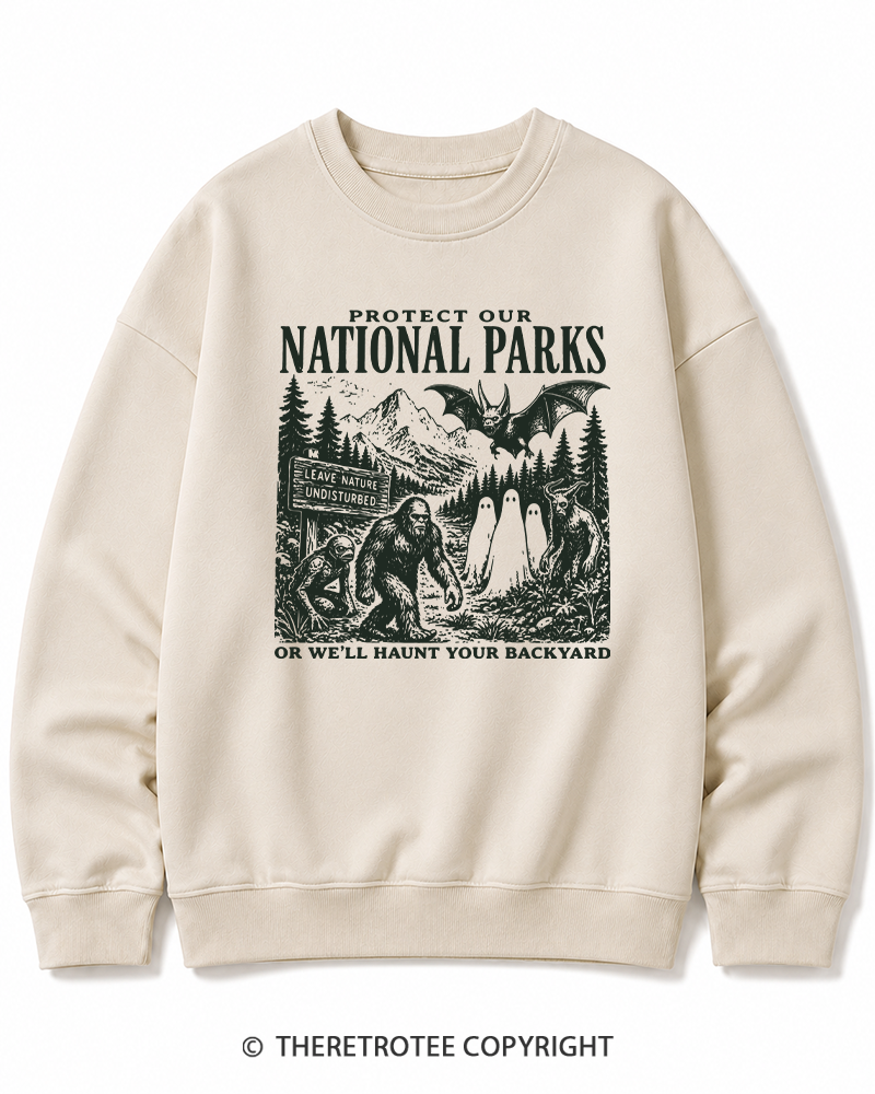 TheRetroTee Protect Our National Parks Halloween Cotton Sweatshirt