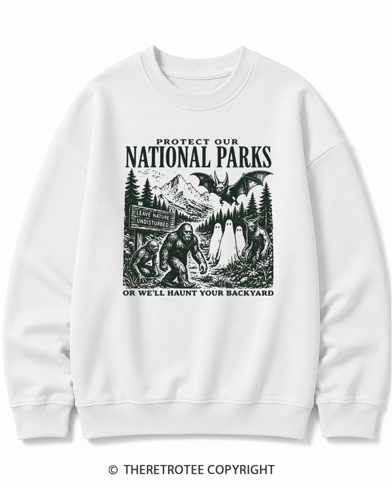 TheRetroTee Protect Our National Parks Halloween Cotton Sweatshirt
