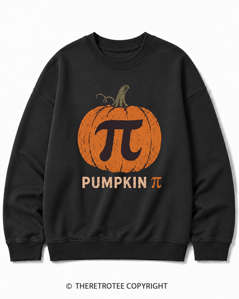 TheRetroTee Pumpkin Pi 1980s Halloween Halloween Cotton Sweatshirt