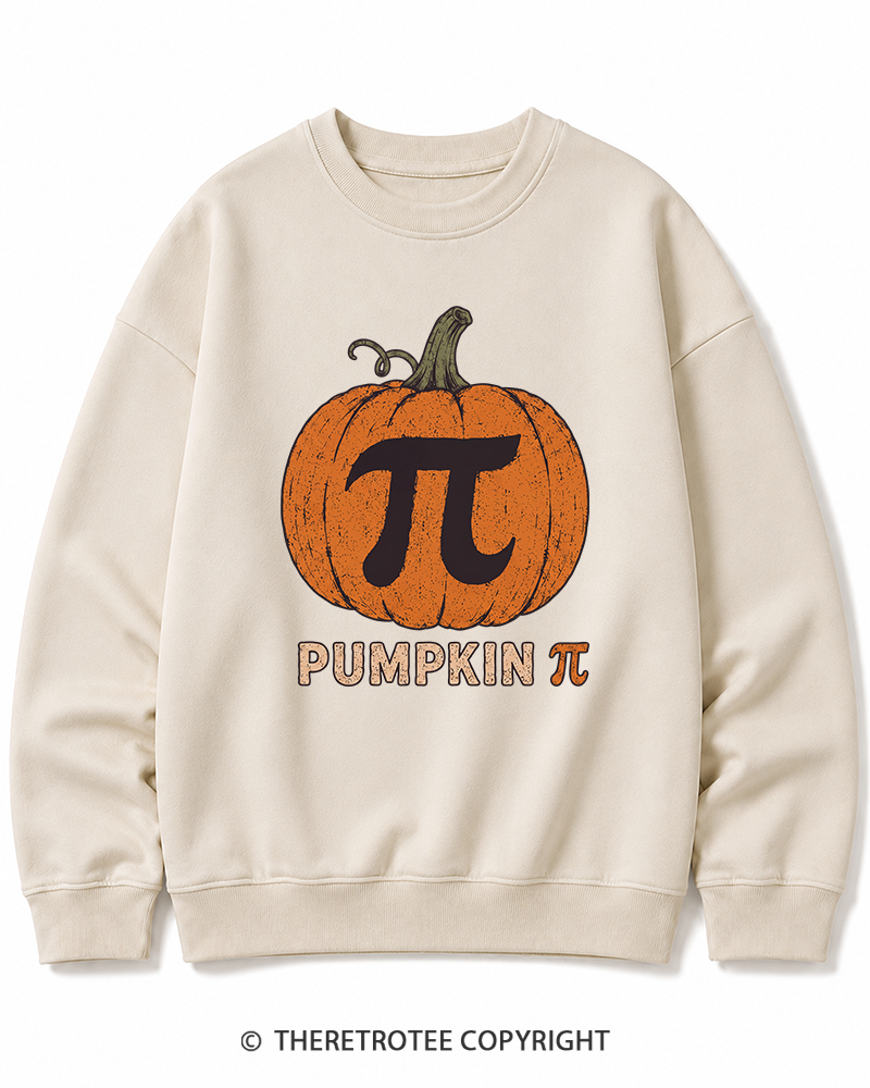TheRetroTee Pumpkin Pi 1980s Halloween Halloween Cotton Sweatshirt