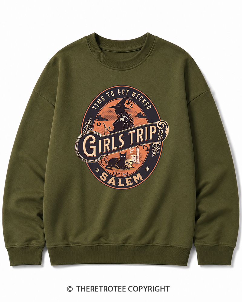 TheRetroTee Salem Girls Trip 1990s Halloween Halloween Cotton Sweatshirt