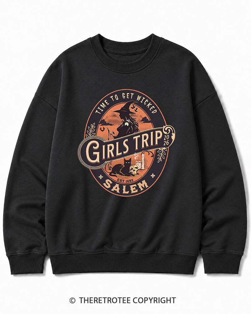 TheRetroTee Salem Girls Trip 1990s Halloween Halloween Cotton Sweatshirt
