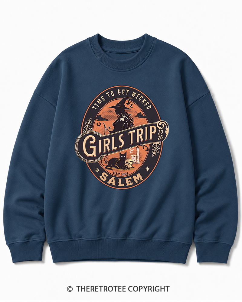 TheRetroTee Salem Girls Trip 1990s Halloween Halloween Cotton Sweatshirt