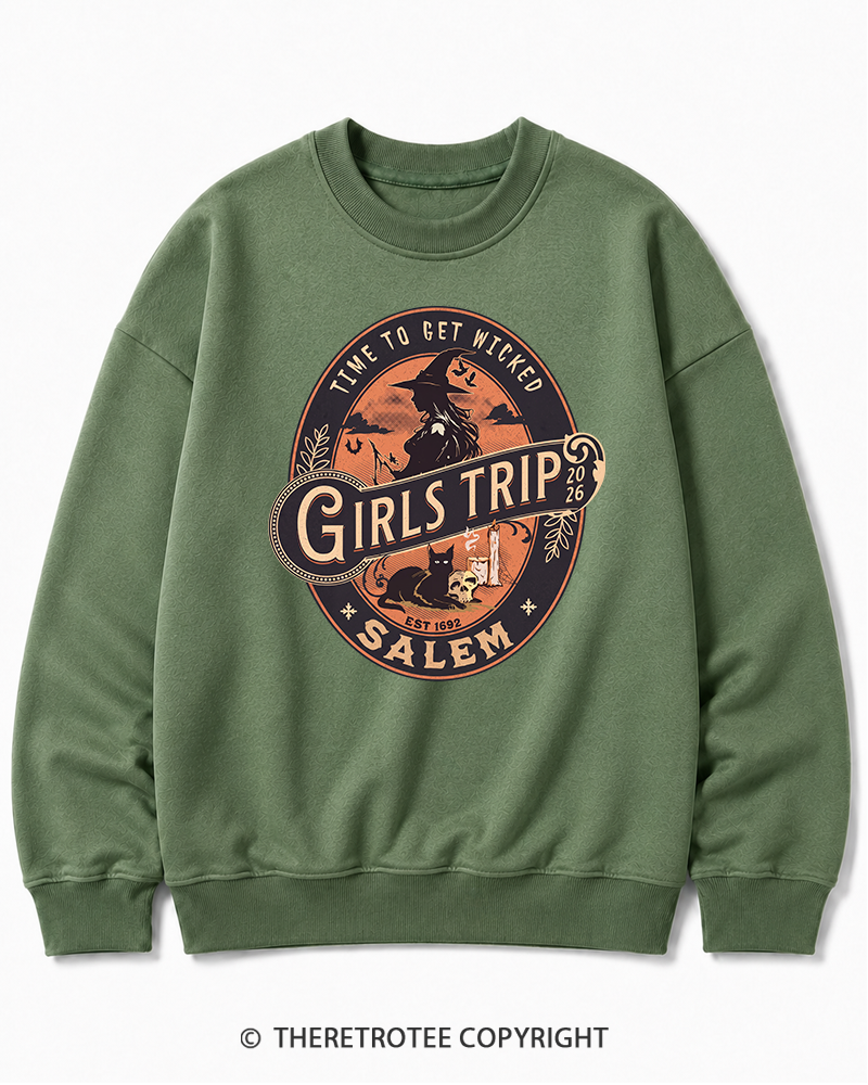 TheRetroTee Salem Girls Trip 1990s Halloween Halloween Cotton Sweatshirt