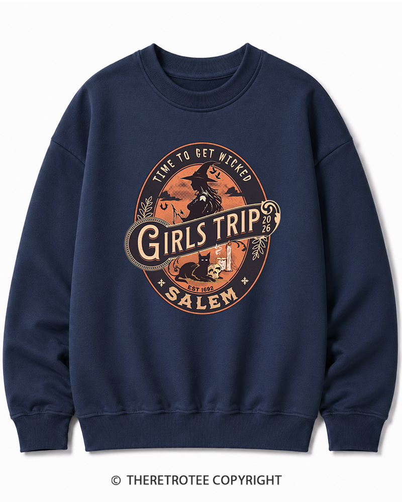 TheRetroTee Salem Girls Trip 1990s Halloween Halloween Cotton Sweatshirt