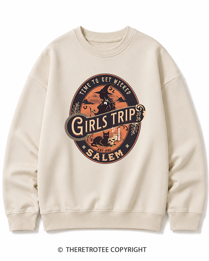 TheRetroTee Salem Girls Trip 1990s Halloween Halloween Cotton Sweatshirt