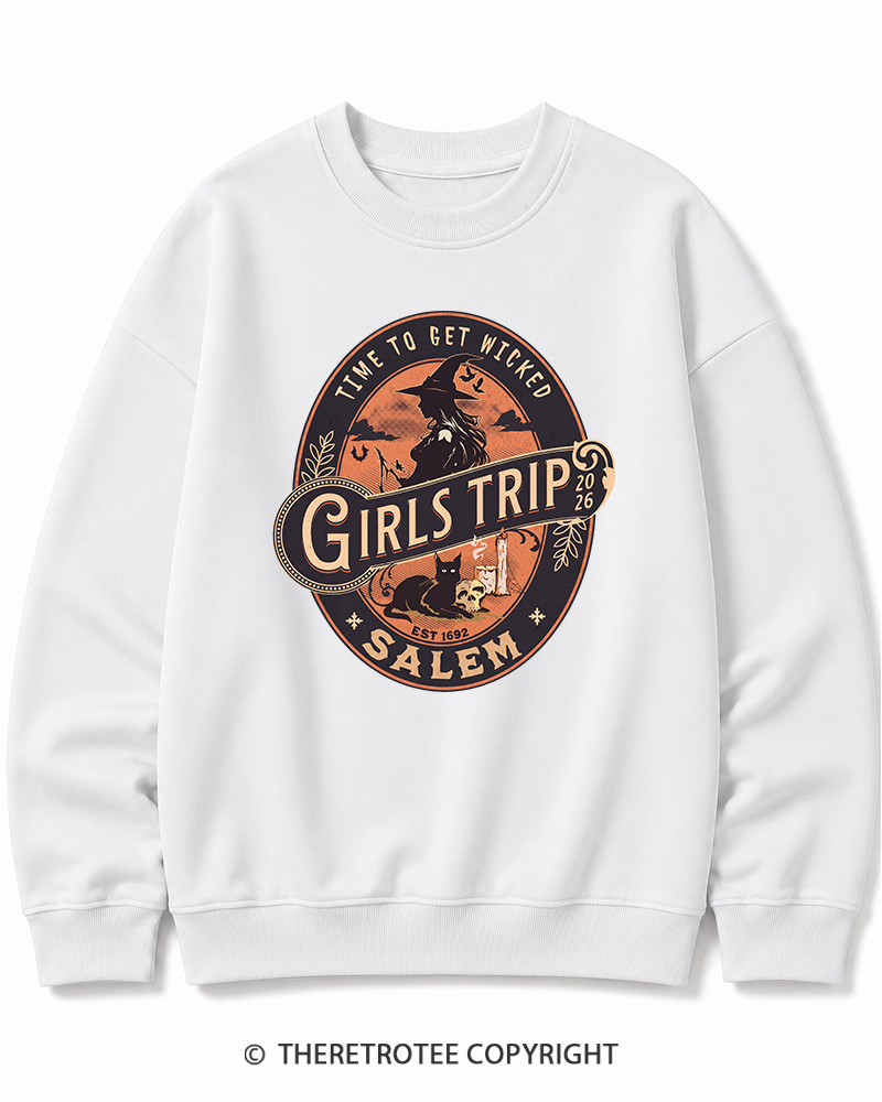 TheRetroTee Salem Girls Trip 1990s Halloween Halloween Cotton Sweatshirt