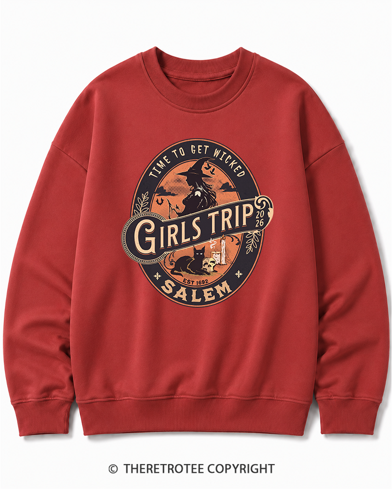 TheRetroTee Salem Girls Trip 1990s Halloween Halloween Cotton Sweatshirt