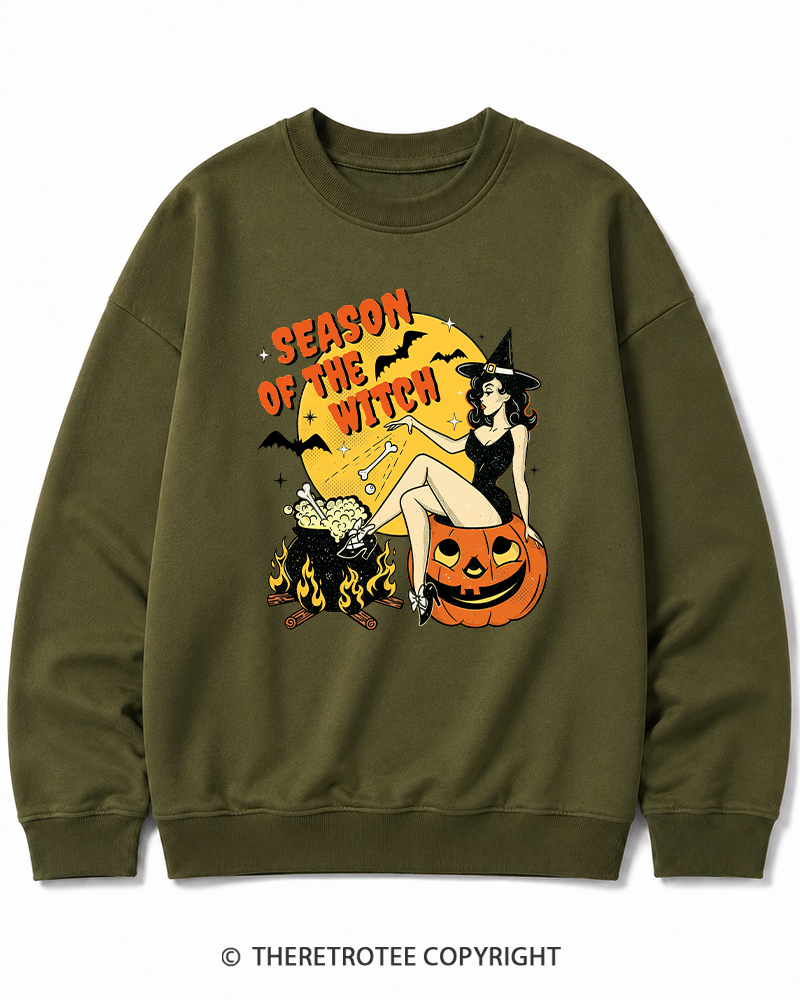 TheRetroTee Season of the Witch 1950s Halloween Cotton Sweatshirt
