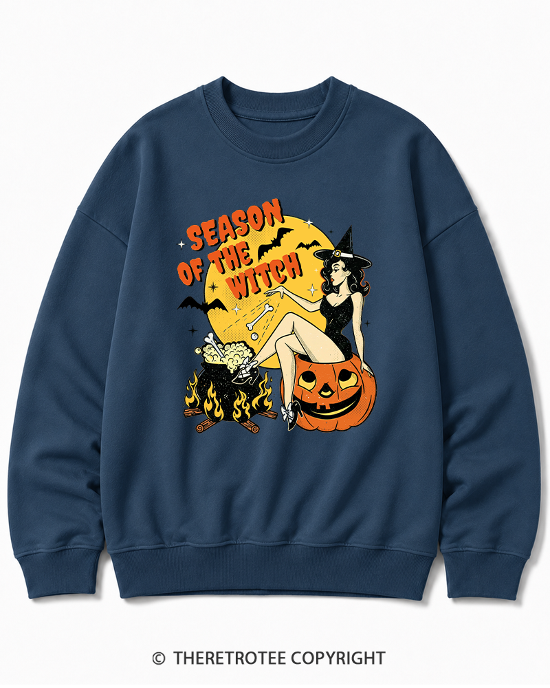 TheRetroTee Season of the Witch 1950s Halloween Cotton Sweatshirt