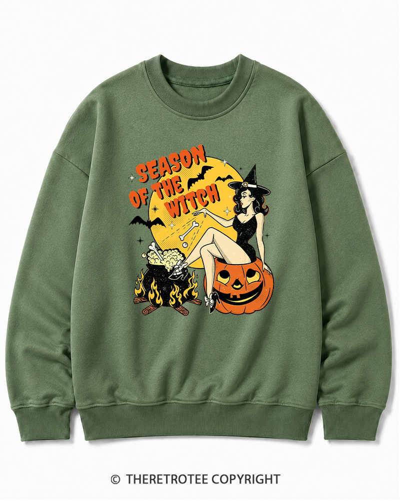 TheRetroTee Season of the Witch 1950s Halloween Cotton Sweatshirt
