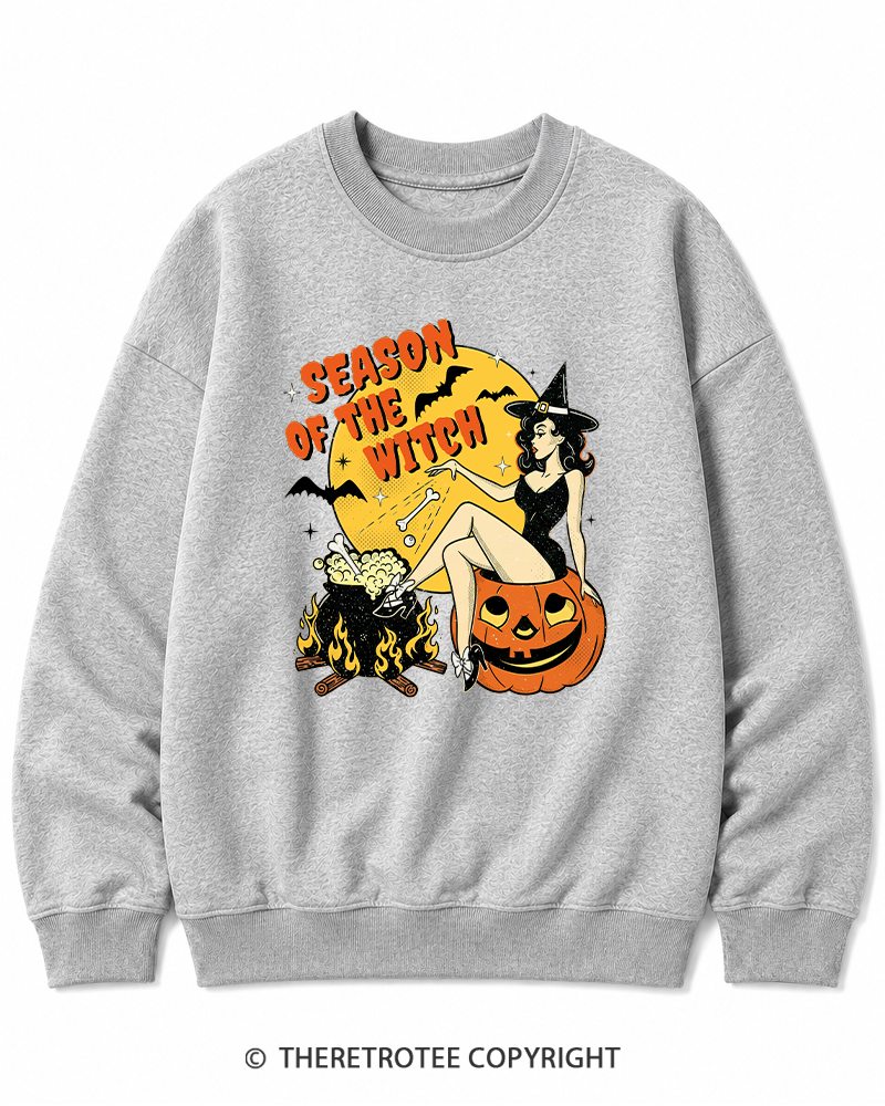 TheRetroTee Season of the Witch 1950s Halloween Cotton Sweatshirt