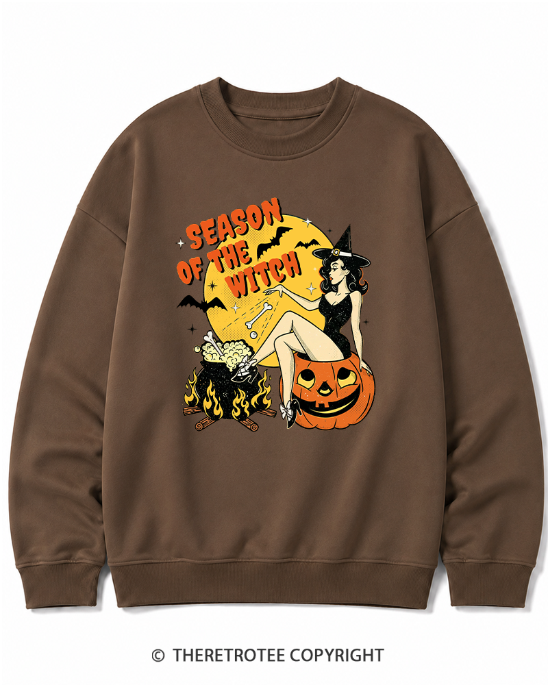 TheRetroTee Season of the Witch 1950s Halloween Cotton Sweatshirt