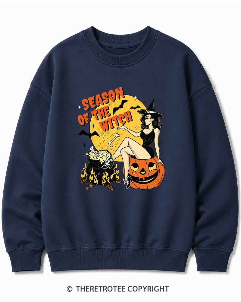 TheRetroTee Season of the Witch 1950s Halloween Cotton Sweatshirt