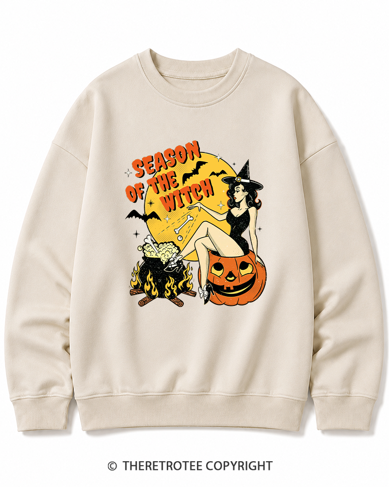 TheRetroTee Season of the Witch 1950s Halloween Cotton Sweatshirt