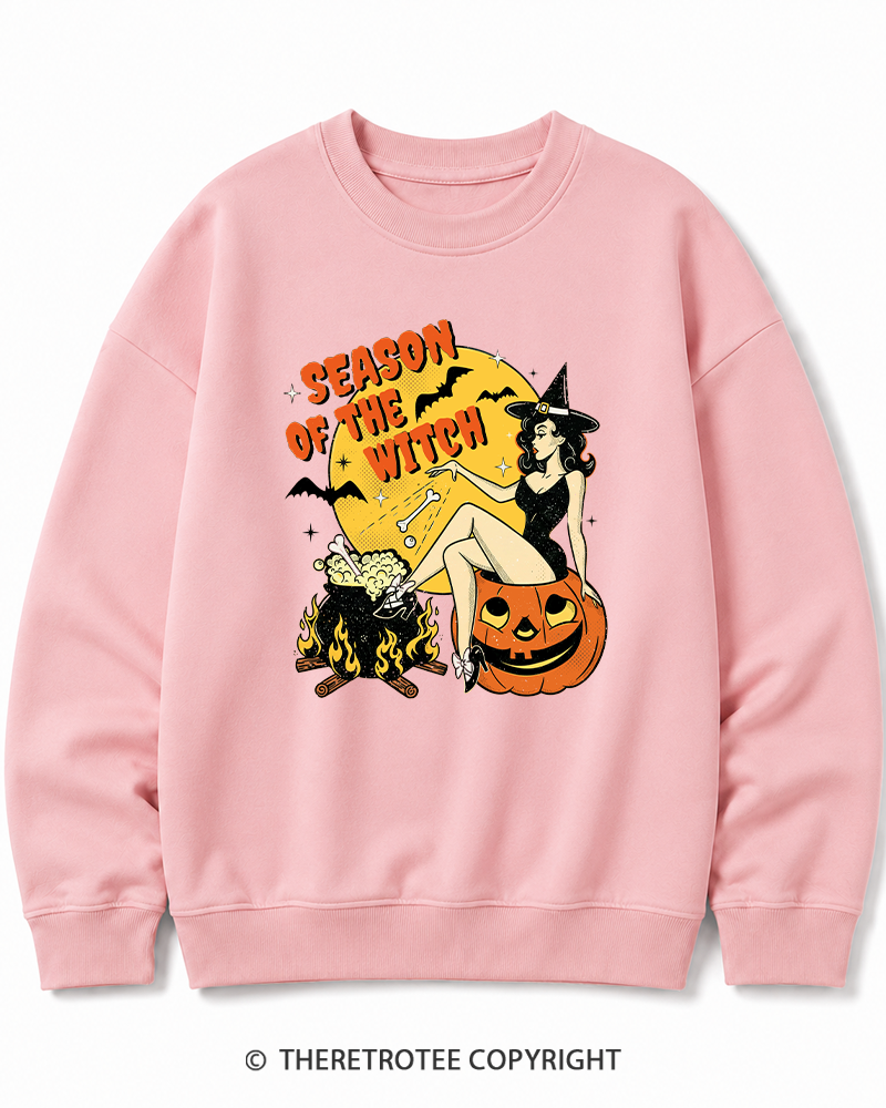 TheRetroTee Season of the Witch 1950s Halloween Cotton Sweatshirt
