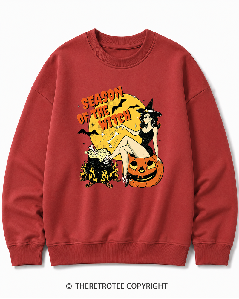 TheRetroTee Season of the Witch 1950s Halloween Cotton Sweatshirt