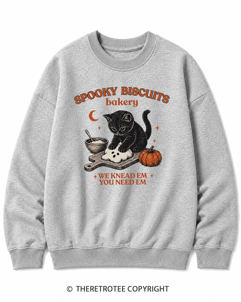 TheRetroTee Spooky Biscuits Bakery 1970s Halloween Halloween Cotton Sweatshirt