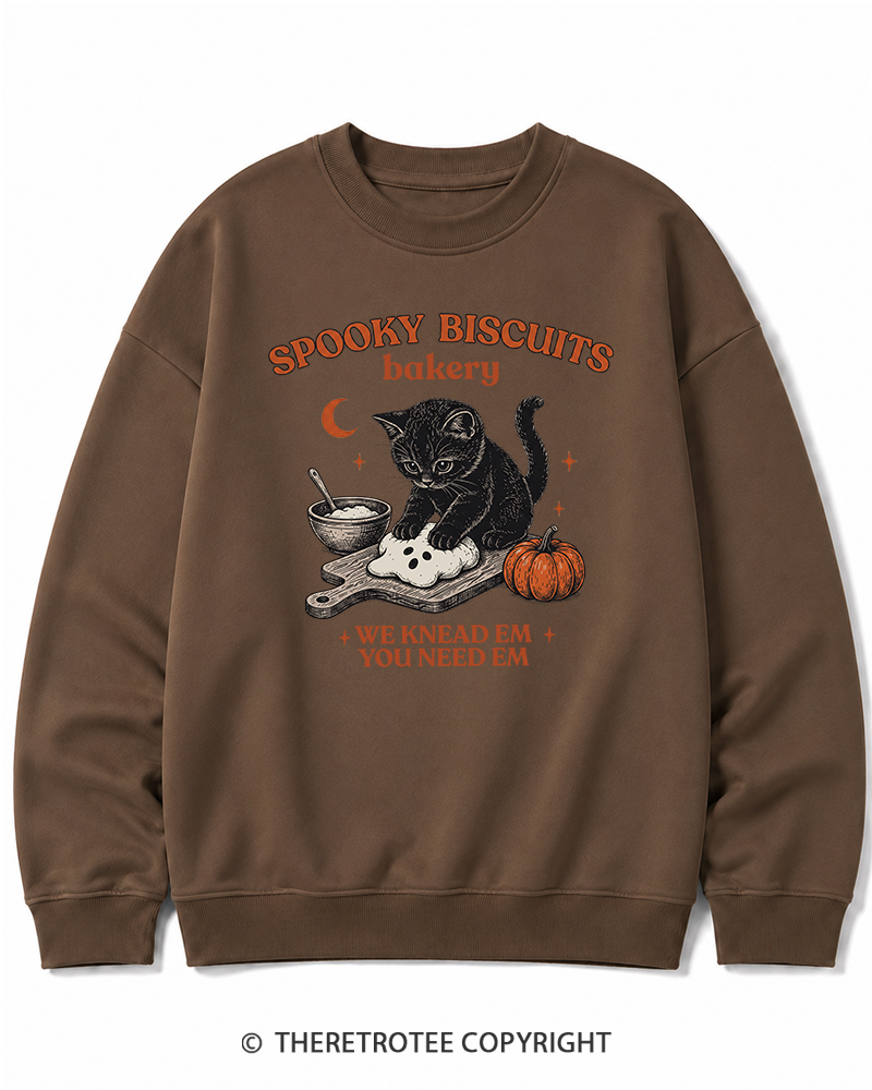 TheRetroTee Spooky Biscuits Bakery 1970s Halloween Halloween Cotton Sweatshirt