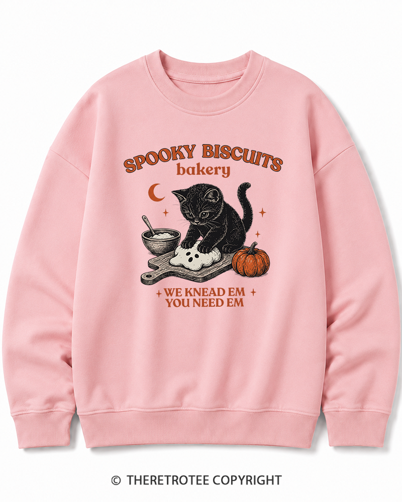 TheRetroTee Spooky Biscuits Bakery 1970s Halloween Halloween Cotton Sweatshirt