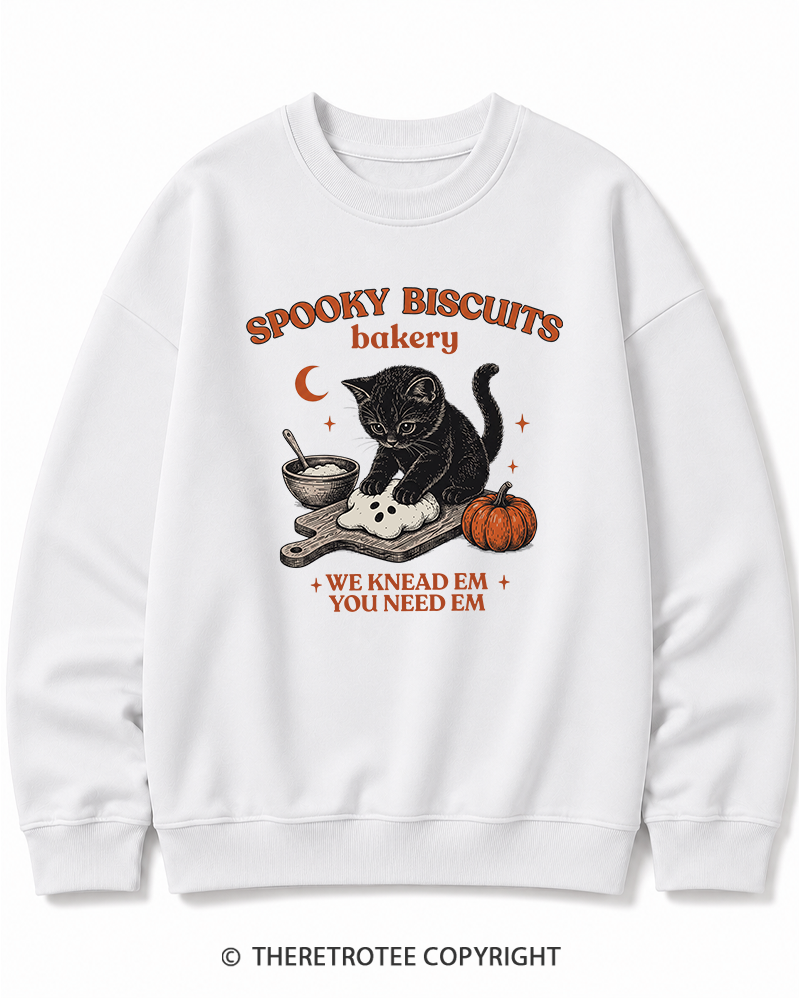 TheRetroTee Spooky Biscuits Bakery 1970s Halloween Halloween Cotton Sweatshirt
