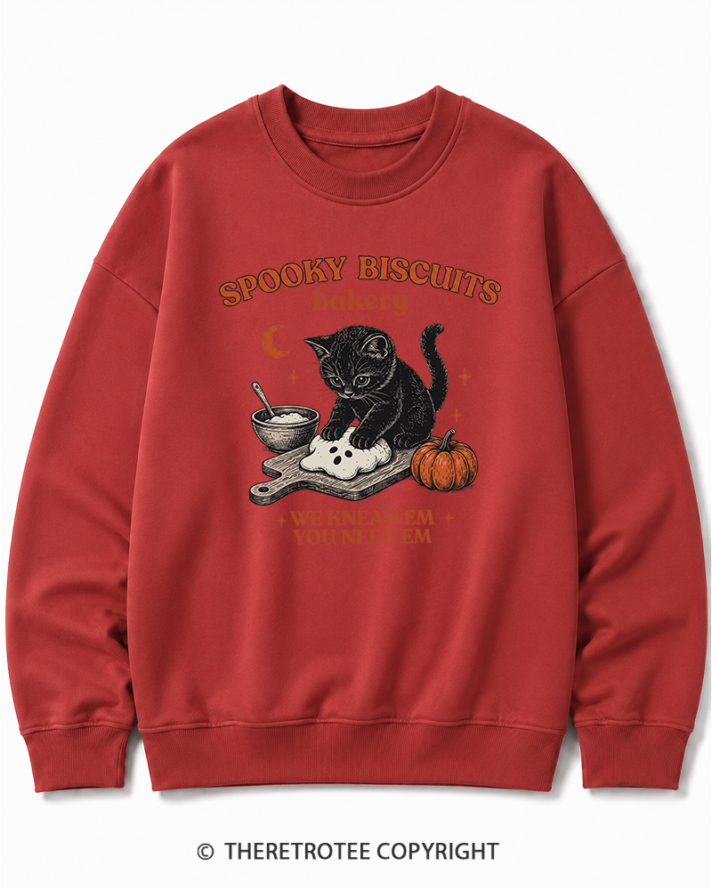 TheRetroTee Spooky Biscuits Bakery 1970s Halloween Halloween Cotton Sweatshirt