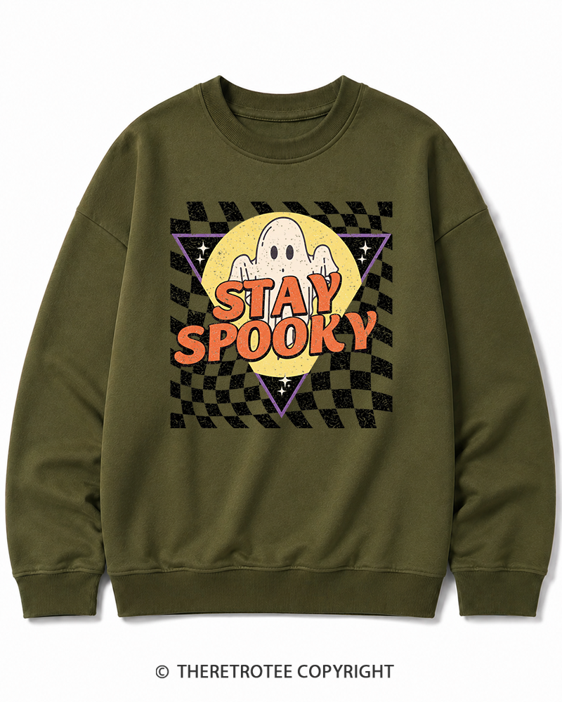 TheRetroTee Stay Spooky 1990s Halloween Cotton Sweatshirt