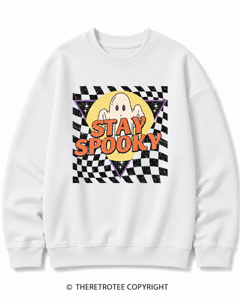 TheRetroTee Stay Spooky 1990s Halloween Cotton Sweatshirt