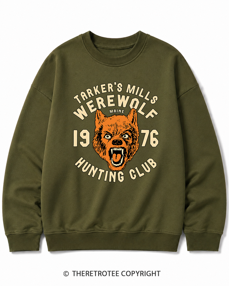 TheRetroTee Tarker's Mills Werewolf Hunting Club 1960s Halloween Halloween Cotton Sweatshirt