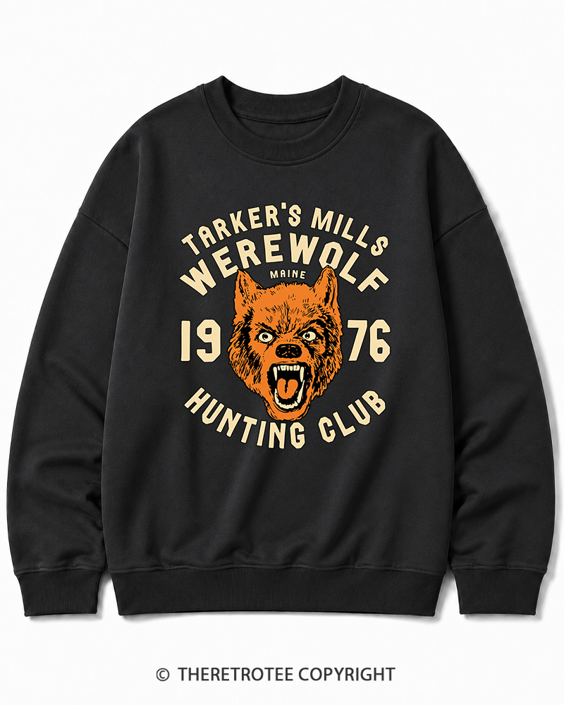 TheRetroTee Tarker's Mills Werewolf Hunting Club 1960s Halloween Halloween Cotton Sweatshirt