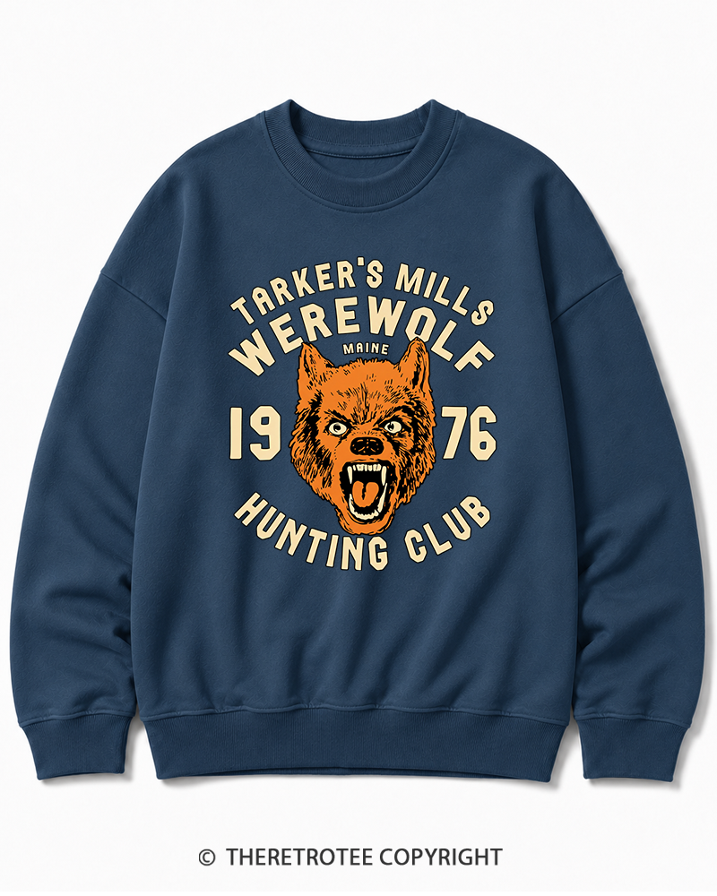 TheRetroTee Tarker's Mills Werewolf Hunting Club 1960s Halloween Halloween Cotton Sweatshirt