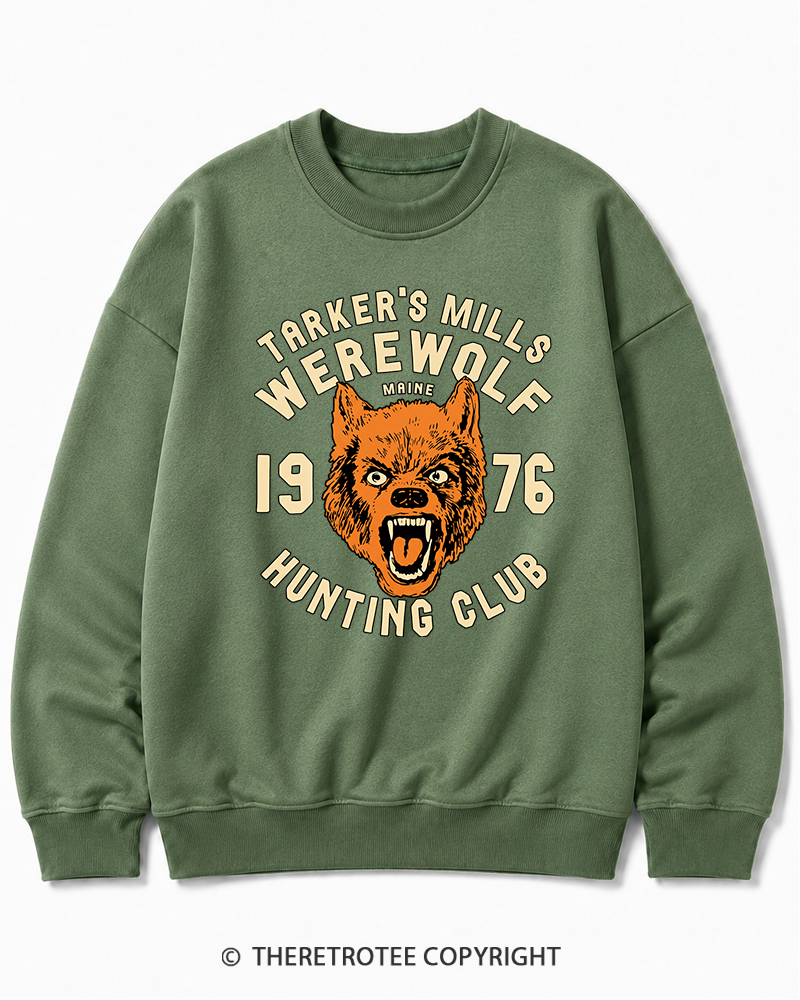 TheRetroTee Tarker's Mills Werewolf Hunting Club 1960s Halloween Halloween Cotton Sweatshirt