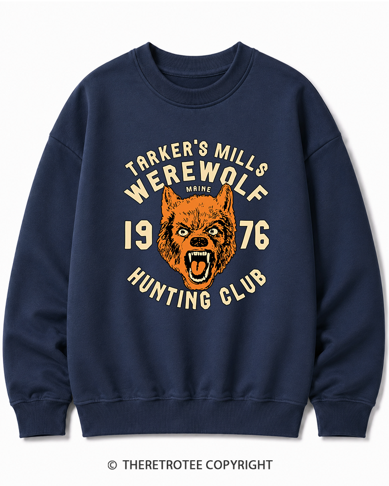 TheRetroTee Tarker's Mills Werewolf Hunting Club 1960s Halloween Halloween Cotton Sweatshirt