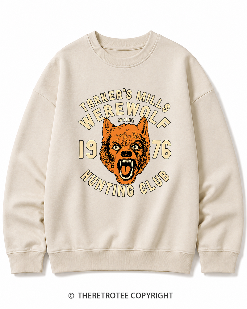 TheRetroTee Tarker's Mills Werewolf Hunting Club 1960s Halloween Halloween Cotton Sweatshirt